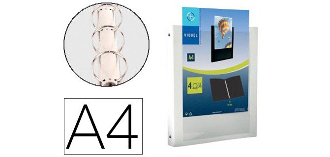 Classeur viquel 4 anneaux ronds 20mm a4+ 265x330mm polypropylène personnalisable dos 30mm coloris blanc