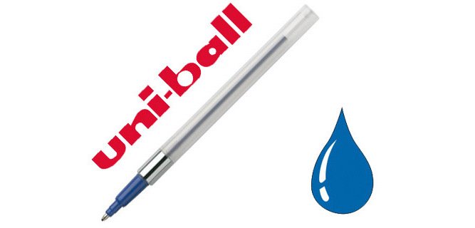 Recharge uniball power tank pointe acier inoxydable écriture tous angles surfaces humides conditions extrêmes bleu