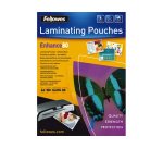 Pochette plastification fellowes finition brillante dos adhésif format a3 80 microns coloris transparent boîte 100u