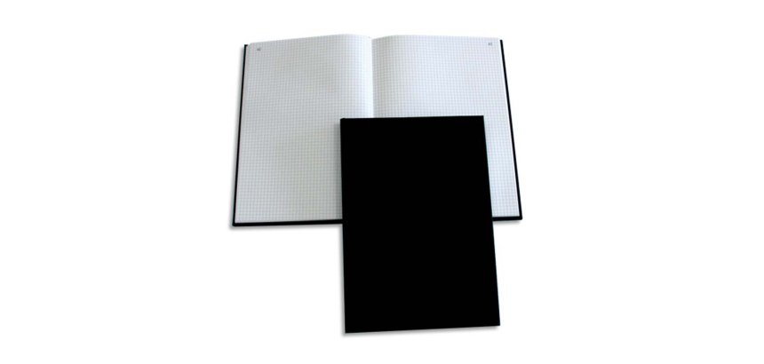 Registre elve folioté couverture toile rigide quadrillage 5x5mm 300p 230x360mm coloris noir