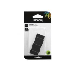 Aimant rectangulaire 25mm coloris noir blister 6 unités