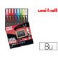 Marqueur uniball craie chalk marker pointe moyenne 2/3mm craie liquide couleur lumineuse pochette 8 unites