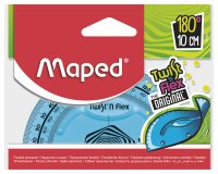 Rapporteur maped twist'n'flex 180 degrés 10cm gradué souple incassable ludique 3 coloris assortis bleu vert rose