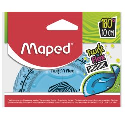 Rapporteur maped twist'n'flex 180 degrés 10cm gradué souple incassable ludique 3 coloris assortis bleu vert rose