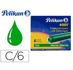 Cartouche pelikan courte standard vert étui 6 unités