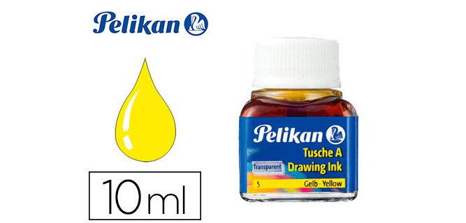 Encre de chine pelikan tire-lignes plumes dessinateur pinceaux couleur jaune flacon 10ml