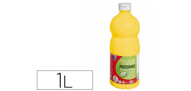 Gouache lefranc bourgeois liquide redimix non toxique fluide couvrante prête à l'emploi jaune primaire flacon 1000ml
