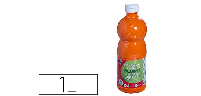 Gouache lefranc bourgeois liquide redimix non toxique fluide couvrante prête à l'emploi orange flacon 1000ml