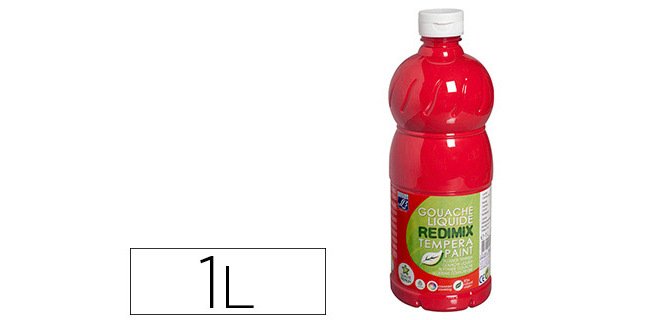 Gouache lefranc bourgeois liquide redimix non toxique fluide couvrante prête à l'emploi rouge primaire flacon 1000ml