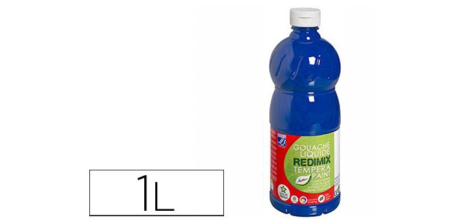 Gouache lefranc bourgeois liquide redimix non toxique fluide couvrante prête à l'emploi bleu outremer flacon 1000ml