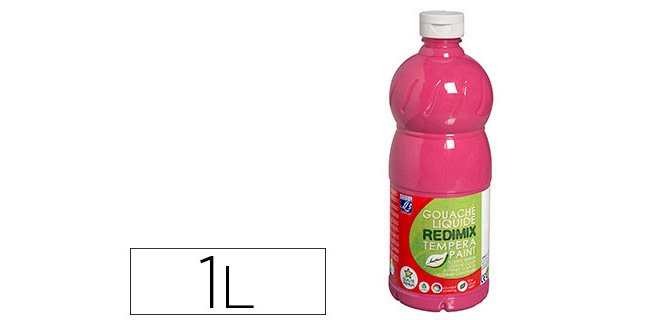 Gouache lefranc bourgeois liquide redimix non toxique fluide couvrante prête à l'emploi rose tyrien flacon 1000ml
