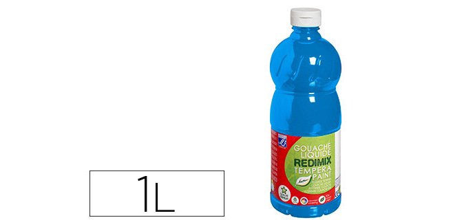 Gouache lefranc bourgeois liquide redimix non toxique fluide couvrante prête à l'emploi bleu primaire flacon 1000ml