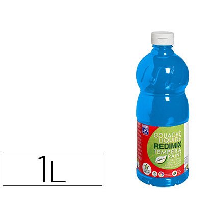 Gouache lefranc bourgeois liquide redimix non toxique fluide couvrante prête à l'emploi bleu primaire flacon 1000ml
