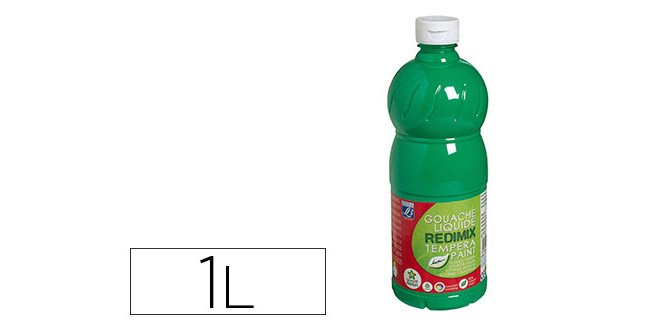 Gouache lefranc bourgeois liquide redimix non toxique fluide couvrante prête à l'emploi vert émeraude flacon 1000ml