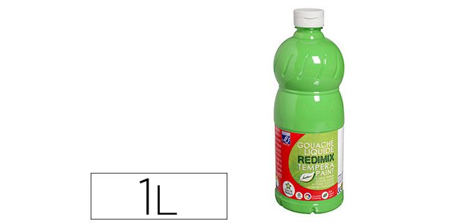 Gouache lefranc bourgeois liquide redimix non toxique fluide couvrante prête à l'emploi vert clair flacon 1000ml