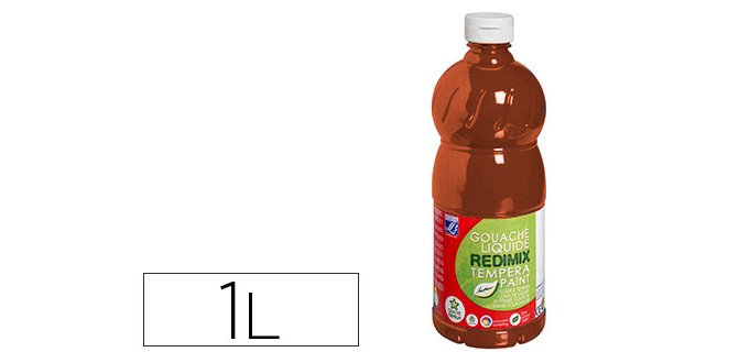 Gouache lefranc bourgeois liquide redimix non toxique fluide couvrante prête à l'emploi terre sienne flacon 1000ml