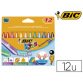 Crayon cire bic kids plastidécor triangle gros 90mm diamètre 12mm résistant non salissant étui carton 12 unités