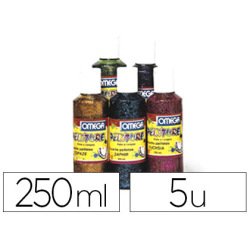 Gouache pailletée oméga paillettes en suspension tous supports séchage rapide coloris assortis lot 5 flacons 250ml