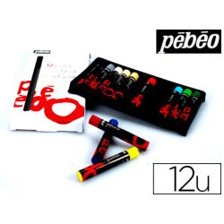 Crayon pastel pébéo huile longueur 67mm mine diamètre 10mm coloris assortis étui carton 12 unités