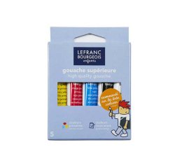 Gouache lefranc bourgeois sans composants toxiques boîte pegboardable 5 tubes 10ml