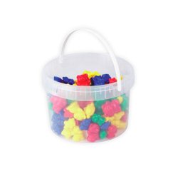 Jeu ourson à trier seau rangement contient 96 oursons 3 tailles 3 poids 4 coloris