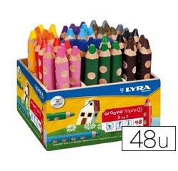 Crayon couleur lyra groove triple 3en1 10mm coffret école 48 unités
