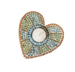 Atelier mosaïque culture club bougeoirs forme coeur 1 kit