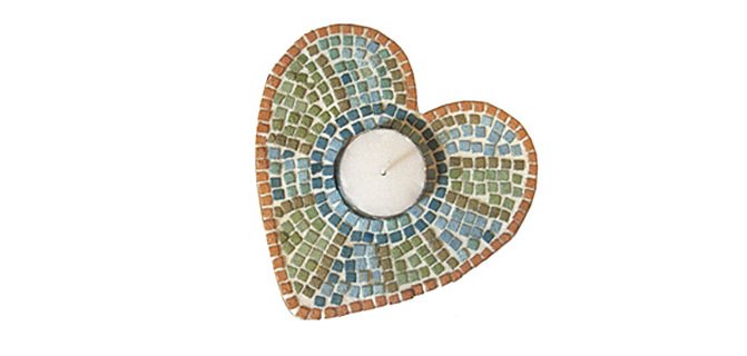 Atelier mosaïque culture club bougeoirs forme coeur 1 kit