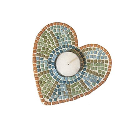 Atelier mosaïque culture club bougeoirs forme coeur 1 kit