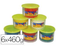 Pâte à modeler jovi box blandiver coloris assortis blanc jaune rouge vert bleu orange 6 pains 460g