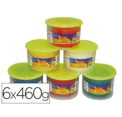 Pâte à modeler jovi box blandiver coloris assortis blanc jaune rouge vert bleu orange 6 pains 460g