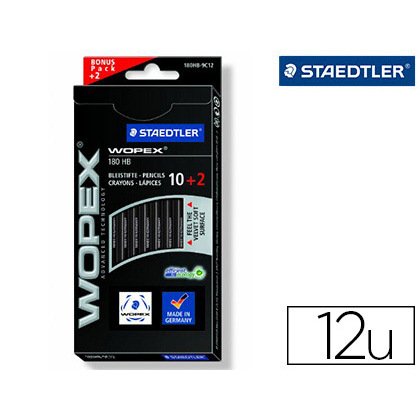 Crayon graphite staedtler wopex hexagonal haute qualité mine ultra-résistante double performance boîte 12 unités