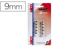 Aimant sign rond métallisé diamètre 9mm coloris argent pack 10 unités