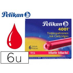 Cartouche pelikan courte standard rouge étui 6 unités