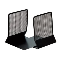 Serre-livres q-connect maille métallique excellent maintient documents jeu de 2 supports 135x152x165mm coloris noir