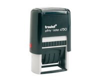 Tampon dateur trodat 4750l formule standard reçu le 41x25mm empreinte bicolore date 4mm coloris bleu/rouge