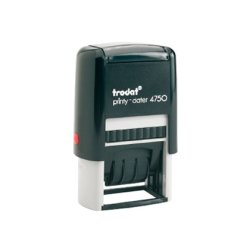 Tampon dateur trodat 4750l formule standard reçu le 41x25mm empreinte bicolore date 4mm coloris bleu/rouge
