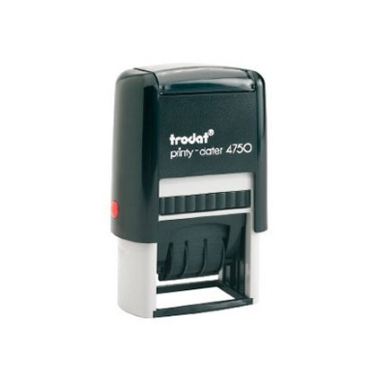 Tampon dateur trodat 4750l formule standard reçu le 41x25mm empreinte bicolore date 4mm coloris bleu/rouge