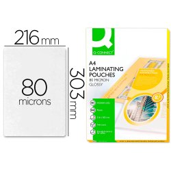 Pochette plastification q-connect à chaud économique format a4 80 microns boîte 100 unités