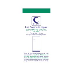 Bloc Maître d'Hôtel, 75 x 150 mm, 50 feuillets tripli