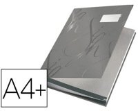 Parapheur leitz design 18 onglets rigides oeillets intercalaires porte-étiquette 340x25x240mm coloris gris