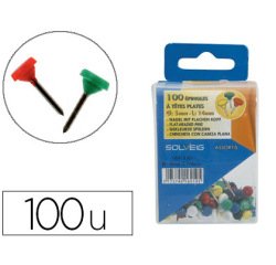 Épingle sign tête plate diamètre 5mm hauteur 14mm coloris asortis boîte distributrice 100 unités