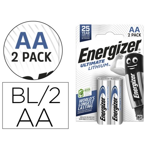 Pile energizer lithium i.c.e. lr06 taille aa blister 2 unités