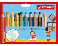 Etui 10 crayons 3 en 1 woody + tc