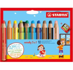 Etui 10 crayons 3 en 1 woody + tc