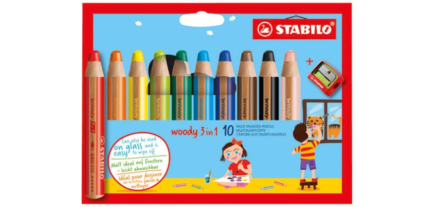 Etui 10 crayons 3 en 1 woody + tc
