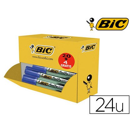 Marqueur bic permanent value onyx corps métal encre solvant aromatique tous supports métal plastique verre bleu 24u