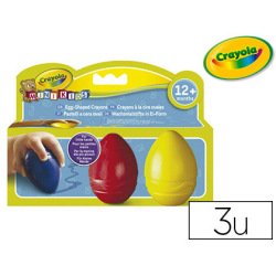 Crayon cire crayola forme oeuf maxi coloris assortis noir bleu rouge étui 3 unités