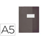 Protège-cahier elba school life pvc cristal 18/100e rabat porte-étiquette et étiquette 170x220mm coloris noir