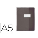 Protège-cahier elba school life pvc cristal 18/100e rabat porte-étiquette et étiquette 170x220mm coloris noir